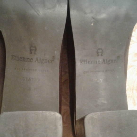 8M Etienne Aigner Espresso Leather Heeled Loafer - Picture 6 of 6